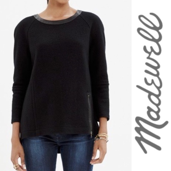 Madewell Tops - Madewell Leather Trim Wool Structured Top Sweater